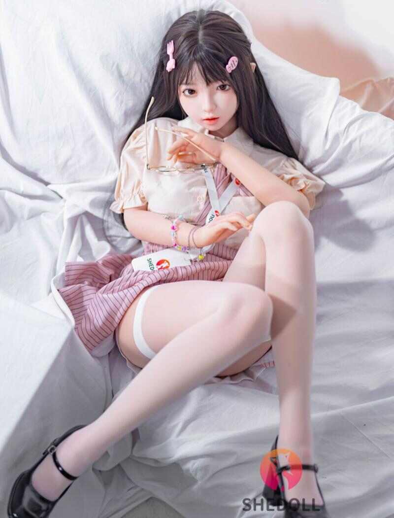 制服の眼鏡メイドスタッフ衣装 148cm - Dカップ ドール - ピンク リアルシリコン